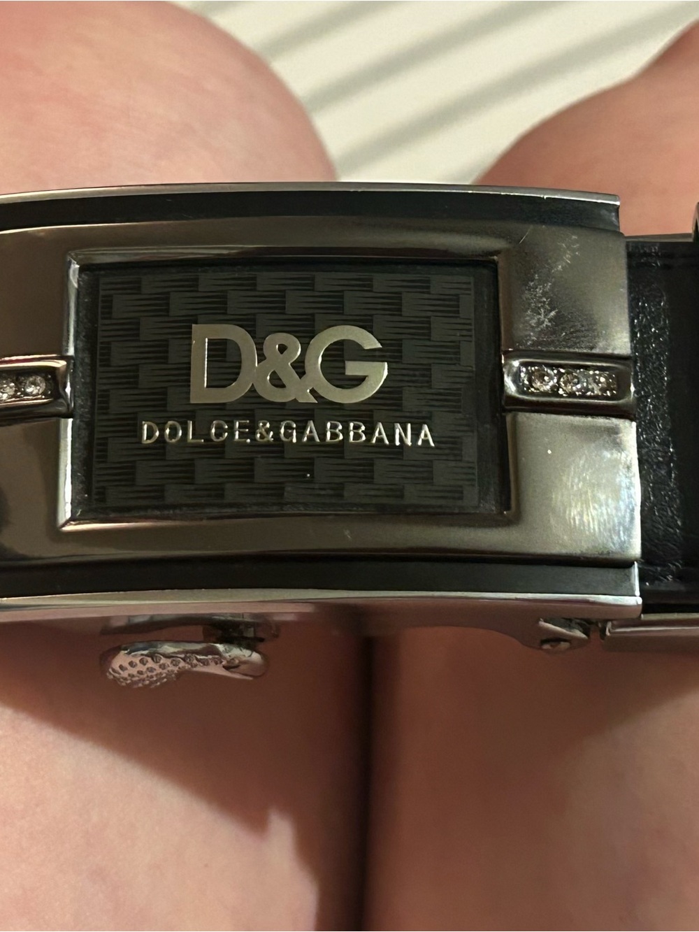 Dolce & Gabbana Black Leather Belt with Silver-Tone D&G Buckle